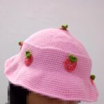 Price and Buy Pink Strawberry Crochet Bucket Hat – Suitable for Outdoor Activities and Music Events - Image 3