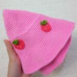 Price and Buy Pink Strawberry Crochet Bucket Hat – Suitable for Outdoor Activities and Music Events - Image 5