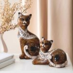 Price and Buy Polyester Cat Sculptures Decorative Figurine in 2 Pcs Elegant Design