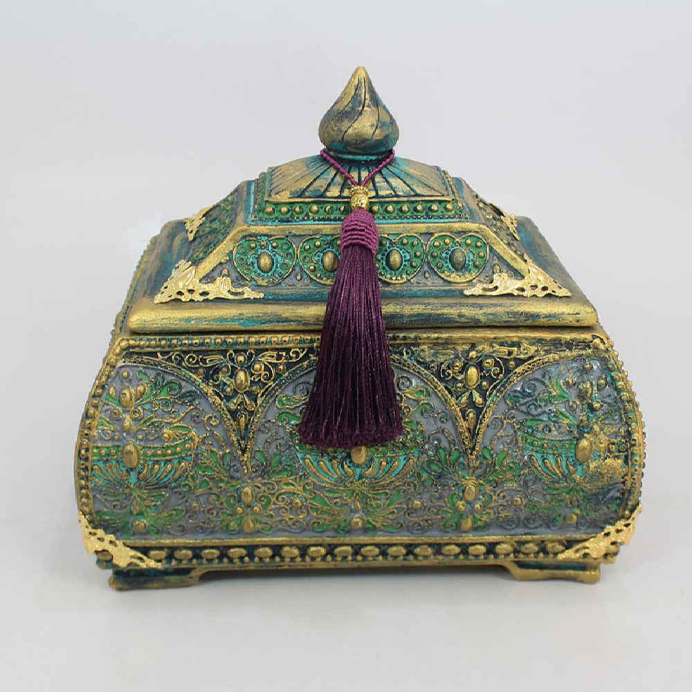 Price and Buy Polyester Jewelry Box Handcrafted With Green Vintage Style - Image 3