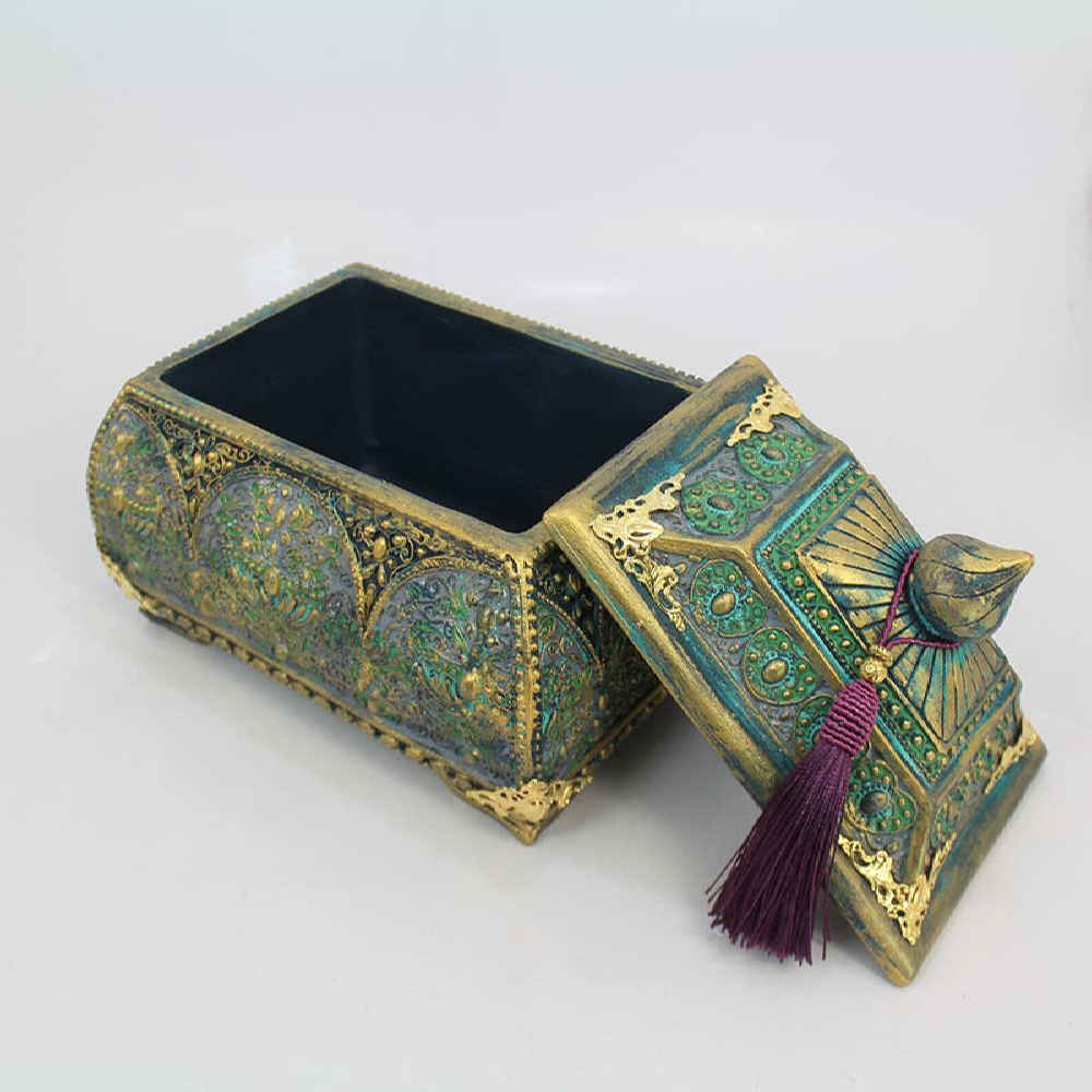 Price and Buy Polyester Jewelry Box Handcrafted With Green Vintage Style - Image 4