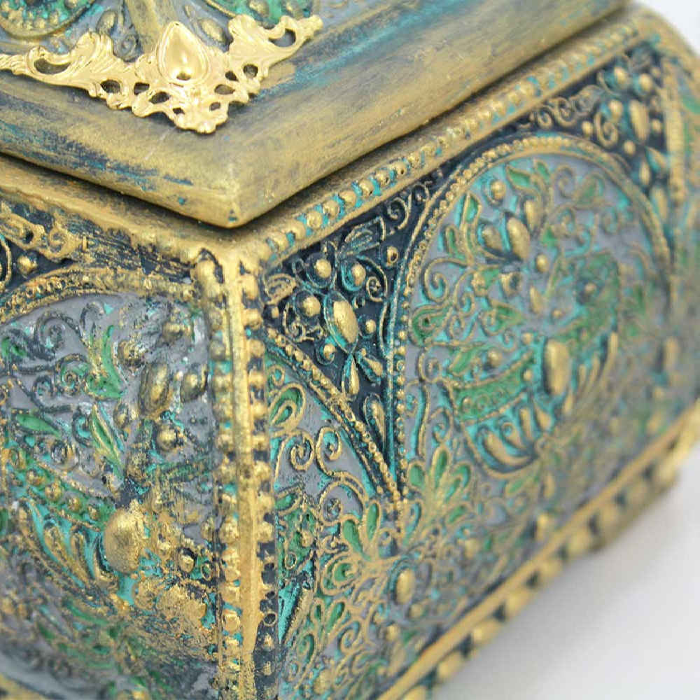 Price and Buy Polyester Jewelry Box Handcrafted With Green Vintage Style - Image 5