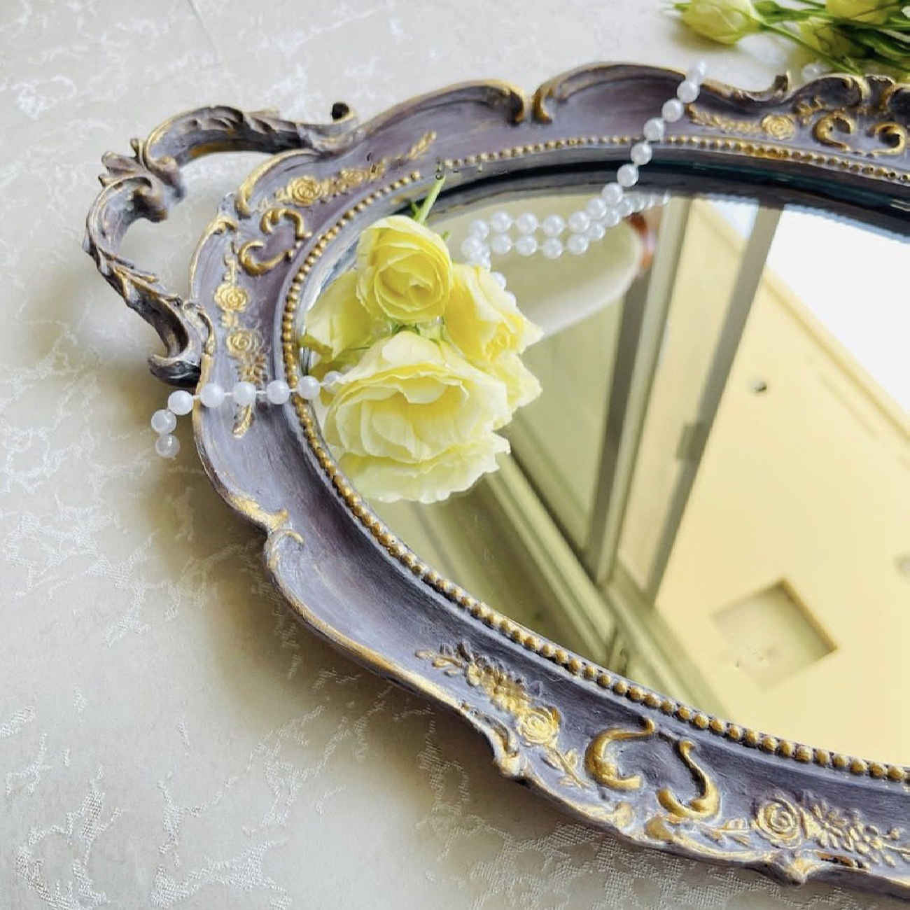 Price and Buy Polyresin Tray – Handmade Ornate Accents & Mirror Finish Purple_69026010b647c.jpeg Price and Buy Polyresin Tray – Handmade Ornate Accents & Mirror Finish Purple - Image 1
