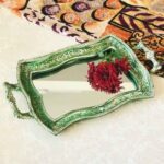 Price and Buy Polyresin Tray – Ornate Accents & Mirror Finish Green - Image 3