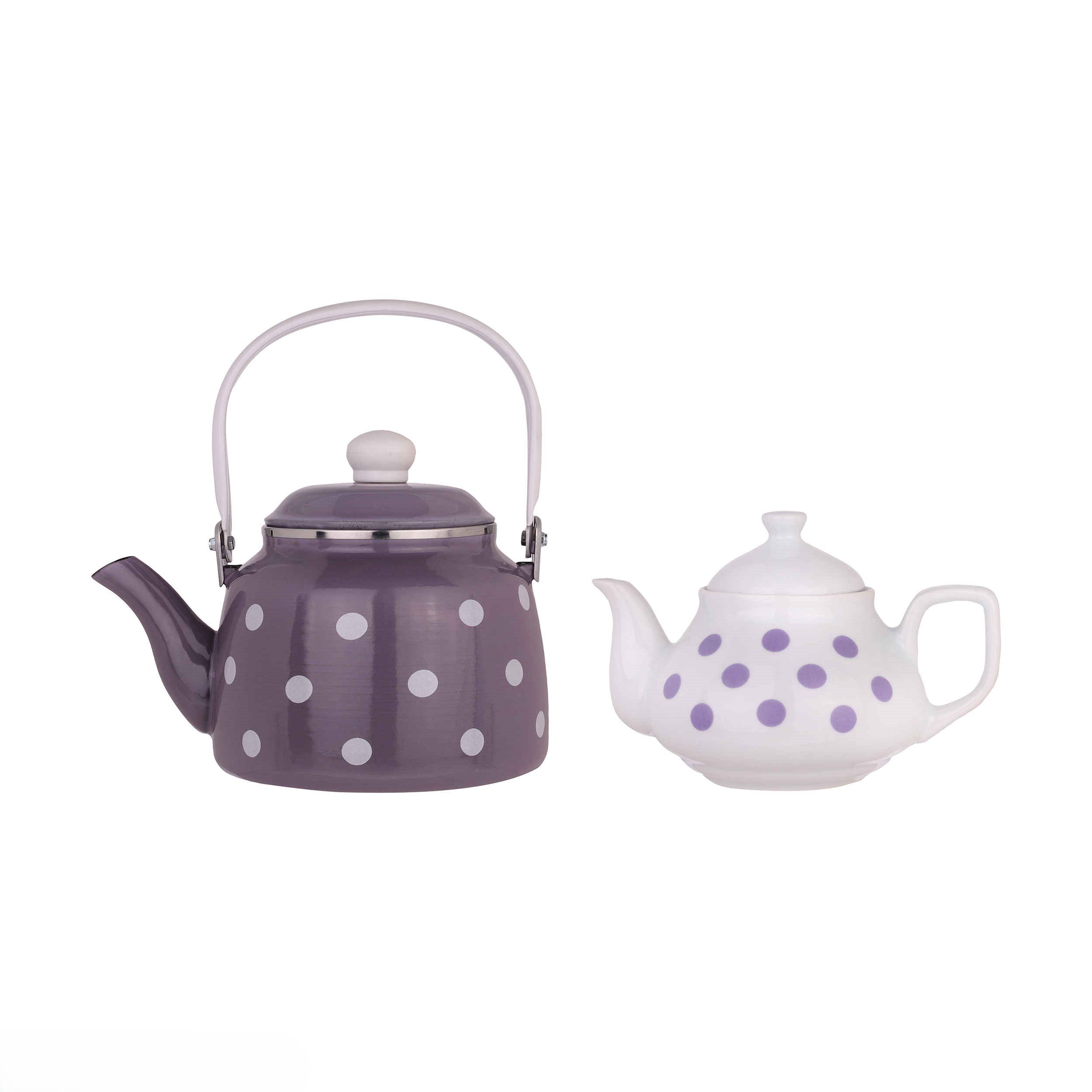 Price and Buy Porcelain Double Teapot Set – Suitable for Tea Durable with Polka Dot Design - Image 5