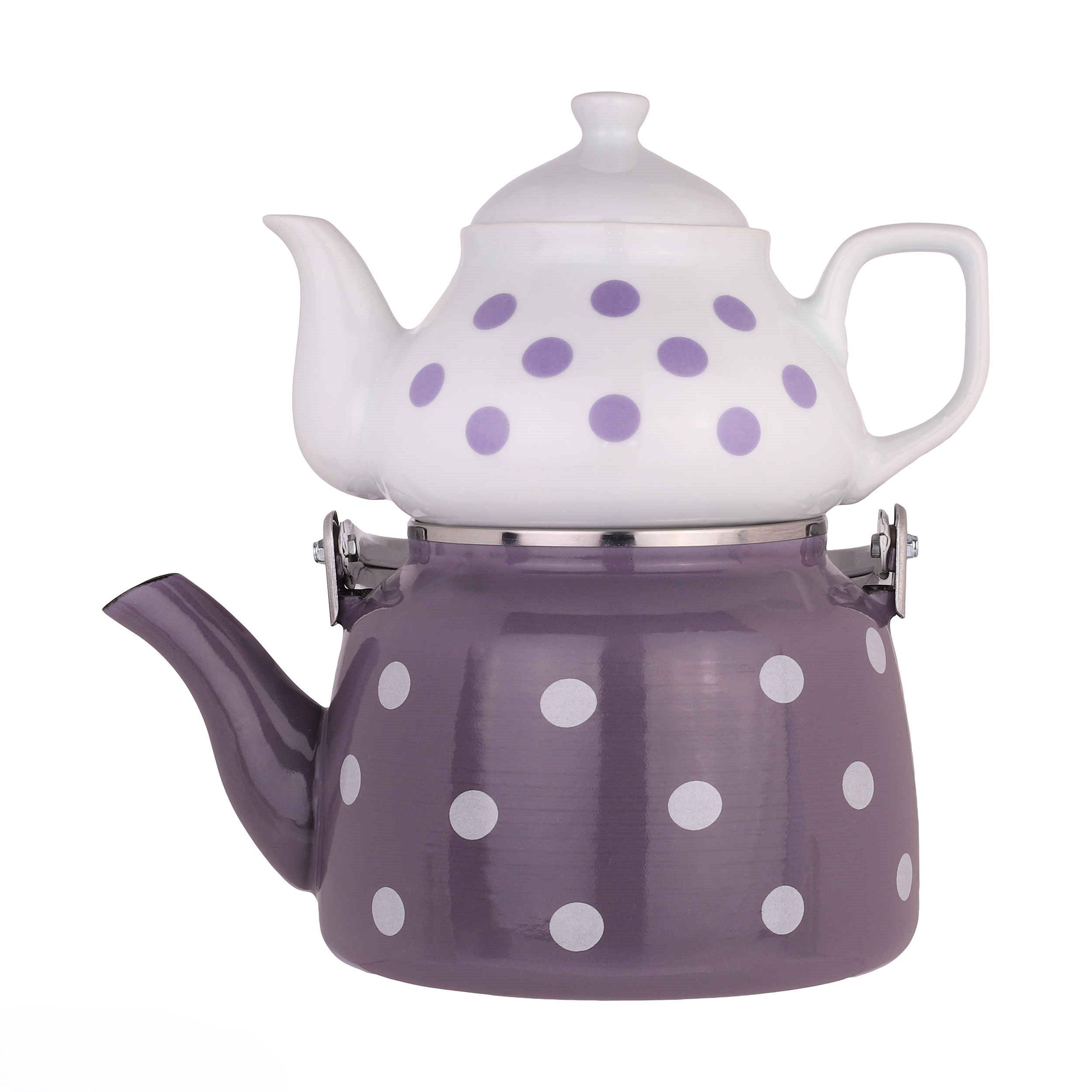 Price and Buy Porcelain Double Teapot Set – Suitable for Tea Durable with Polka Dot Design - Image 6