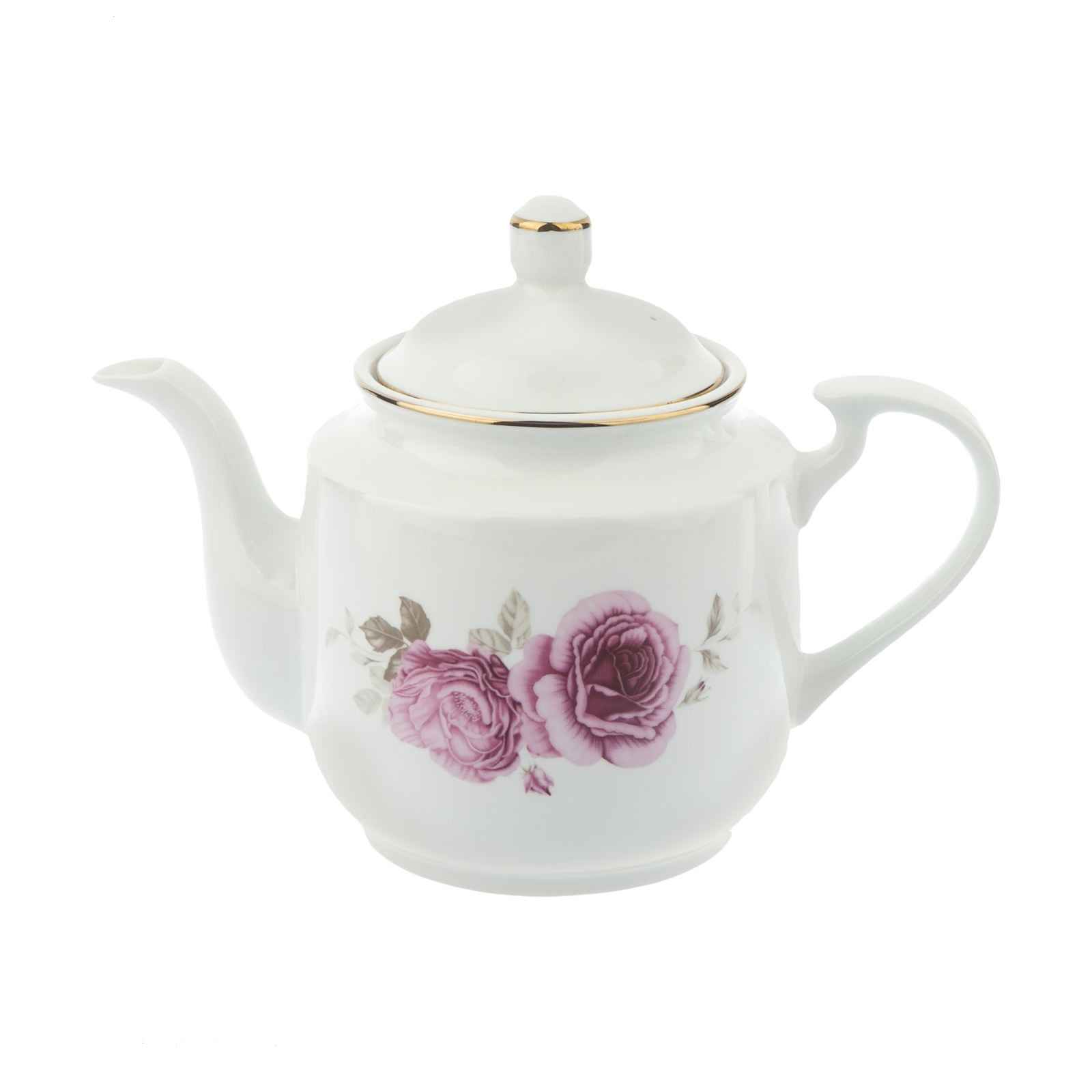 Price and Buy Porcelain Serving Teapot in White with Floral Design Katayoun