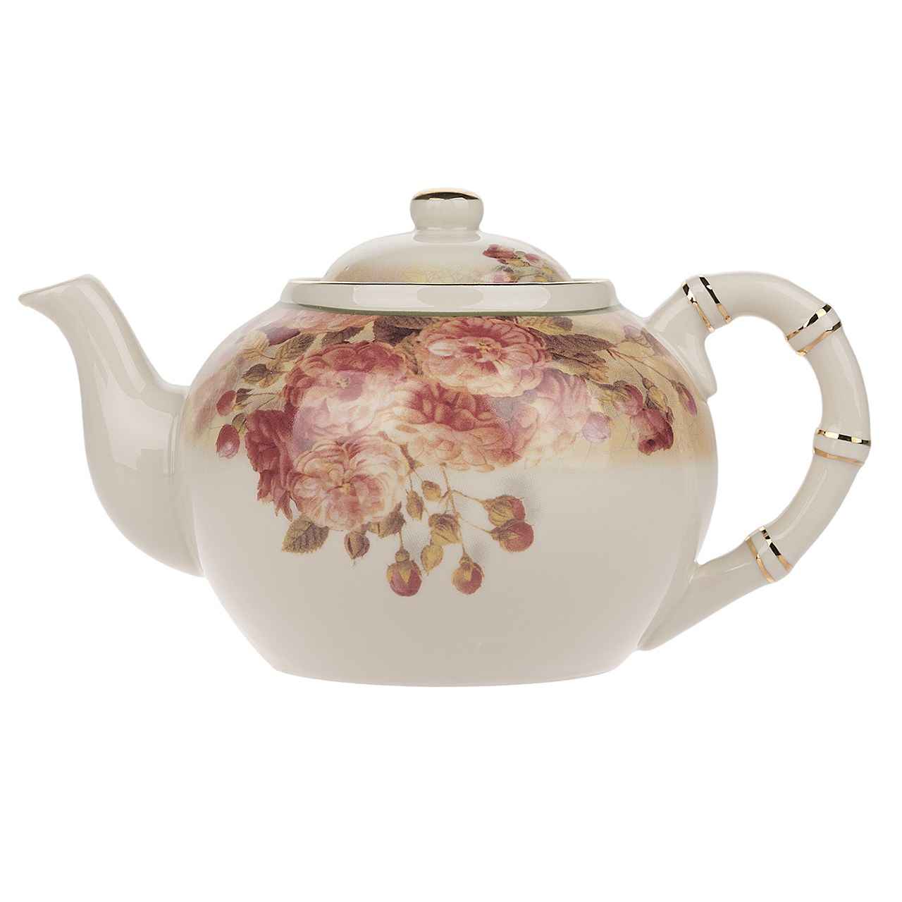 Price and Buy Porcelain Serving Teapot in White with Floral Motif Limera