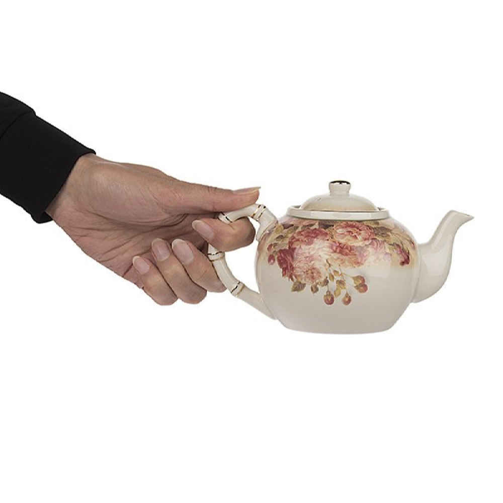 Price and Buy Porcelain Serving Teapot in White with Floral Motif Limera - Image 4