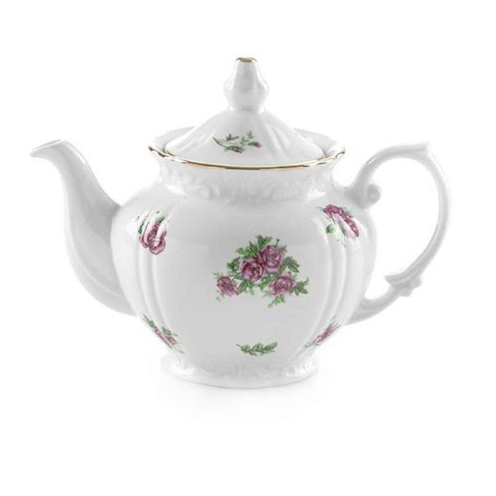 Price and Buy Porcelain Serving Teapot in White with Floral Motif Razieh