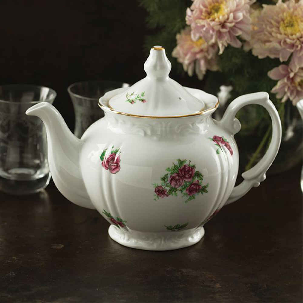 Price and Buy Porcelain Serving Teapot in White with Floral Motif Razieh - Image 3