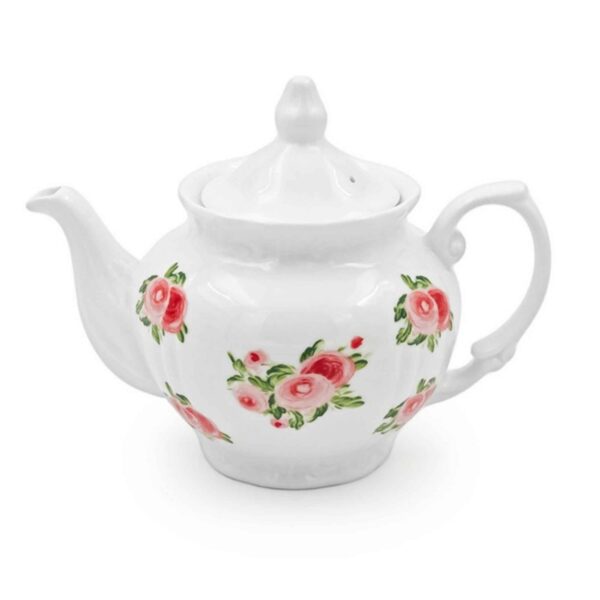 Price and Buy Porcelain Serving Teapot in White with Floral Motif Resmont
