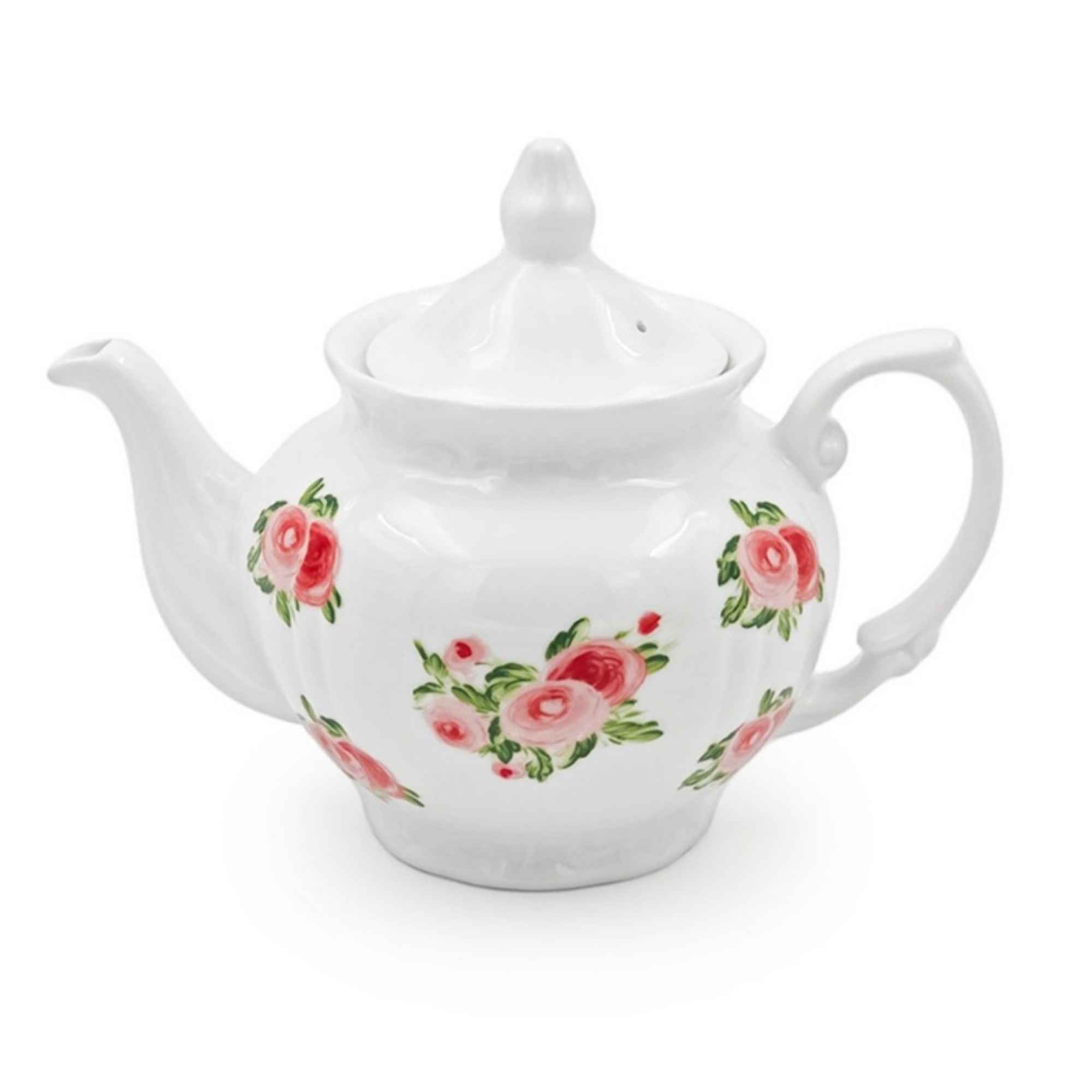 Price and Buy Porcelain Serving Teapot in White with Floral Motif Resmont