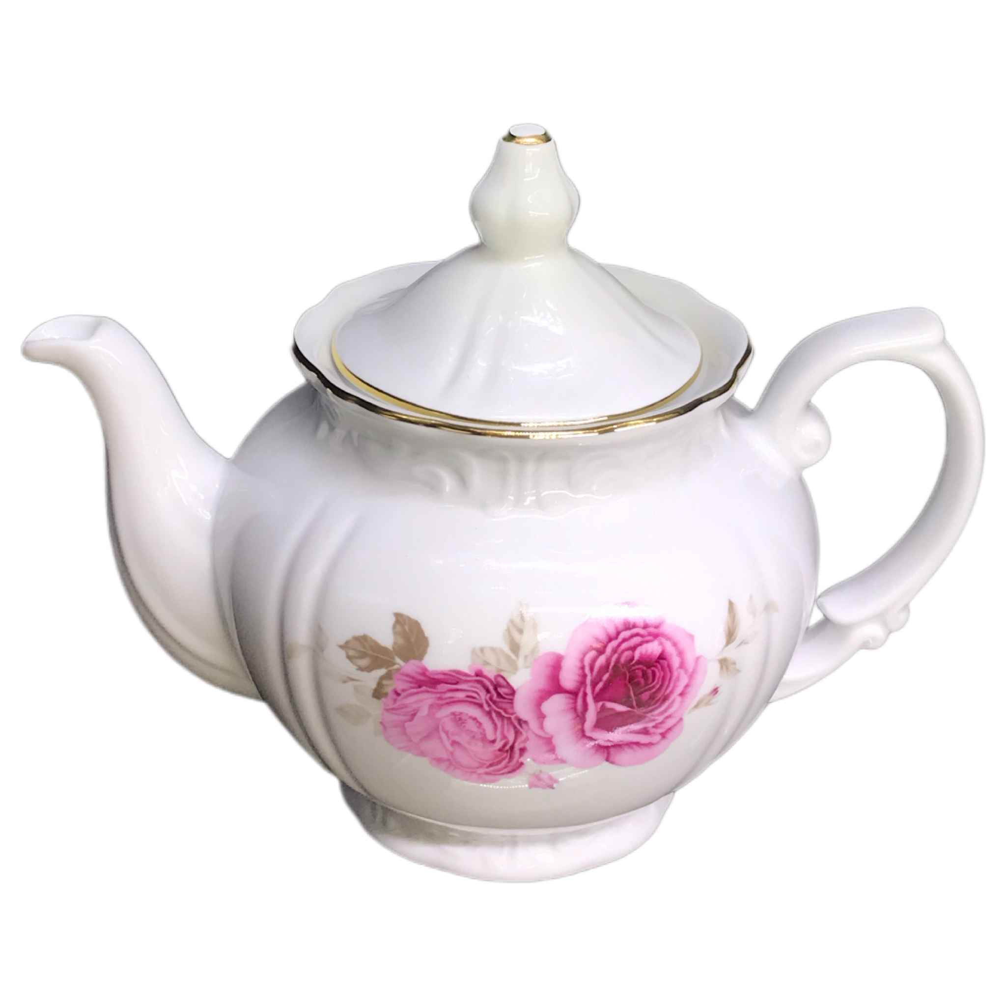 Price and Buy Porcelain Serving Teapot in White with Floral Motif Rosaline