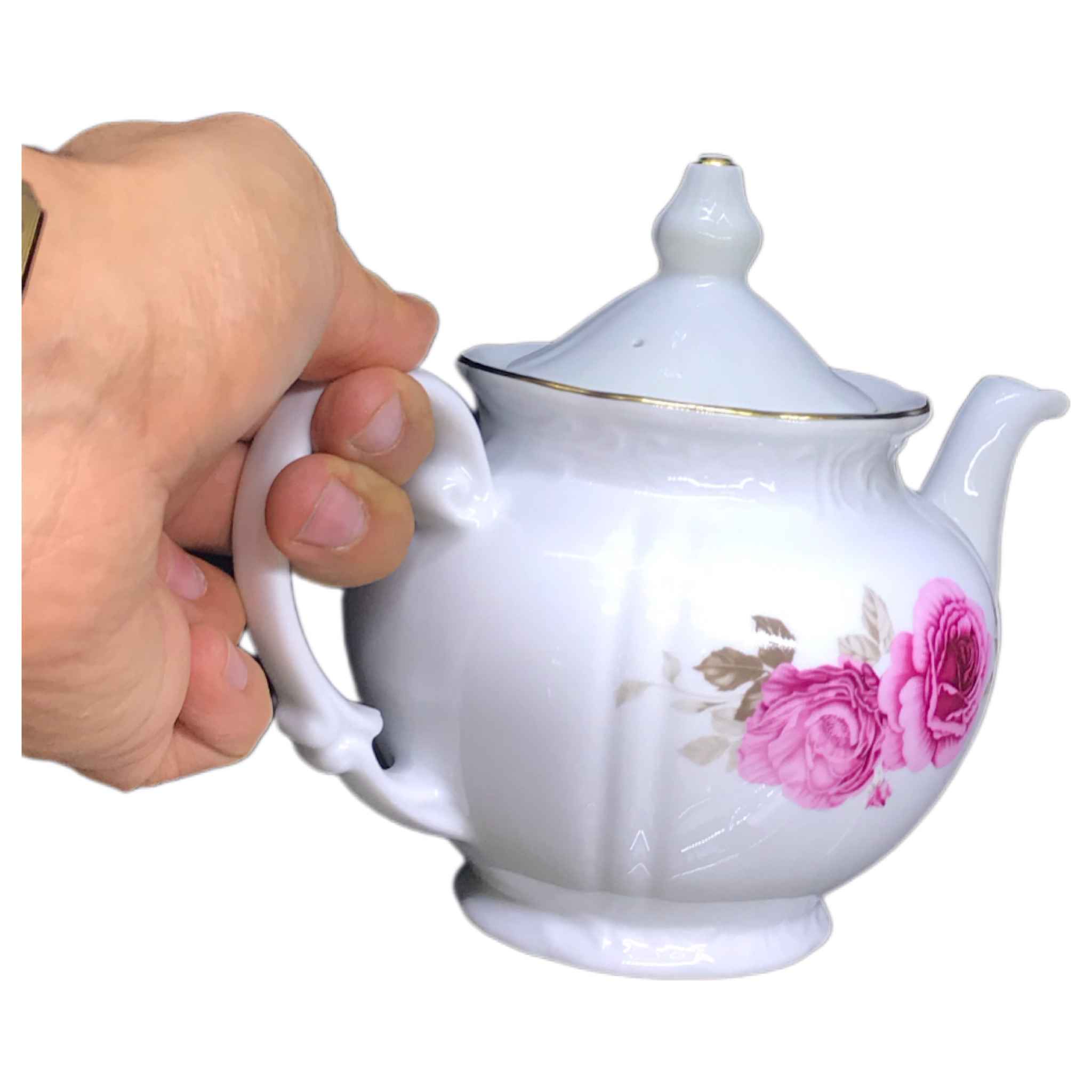 Price and Buy Porcelain Serving Teapot in White with Floral Motif Rosaline - Image 4