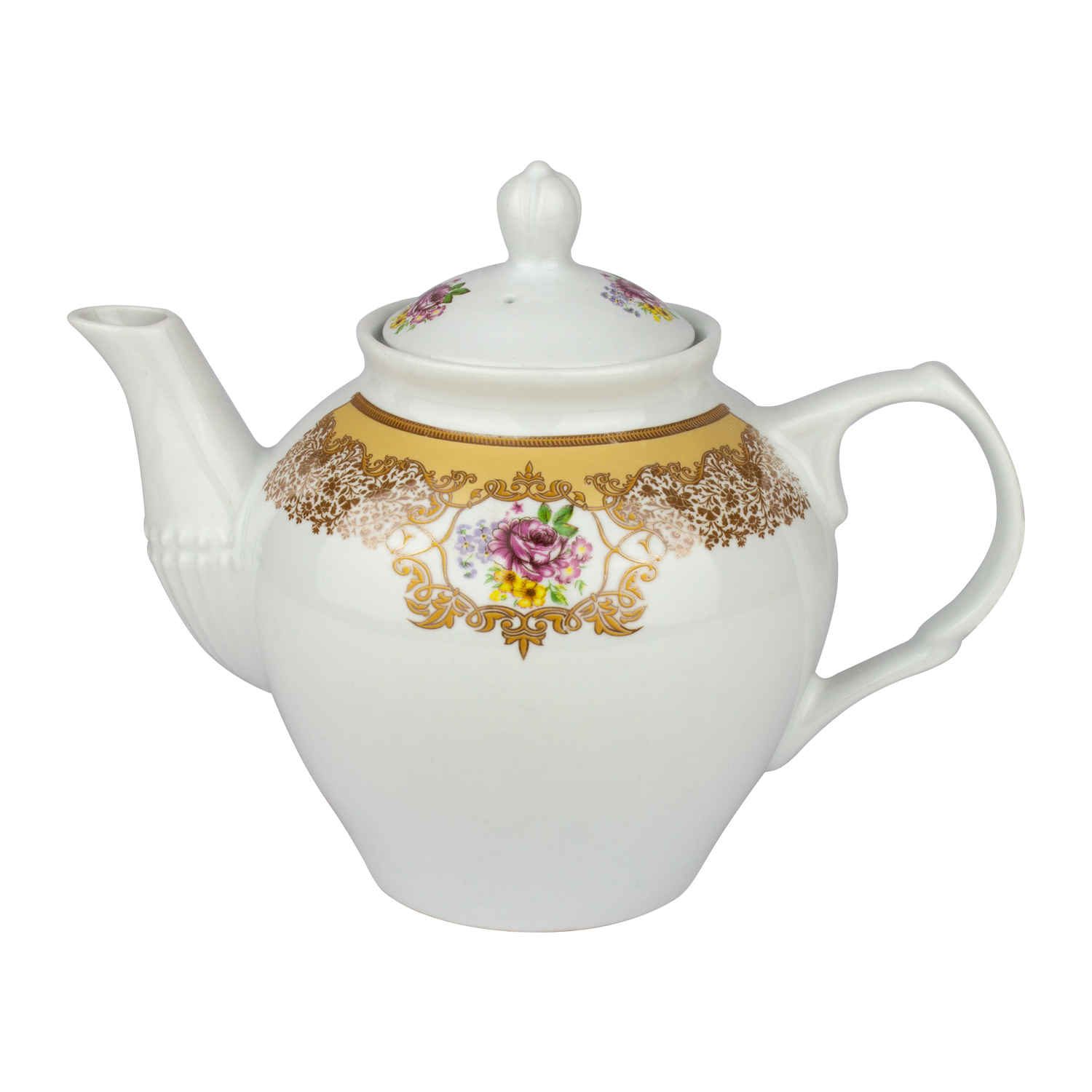 Price and Buy Porcelain Serving Teapot in White with Flower Design Barana