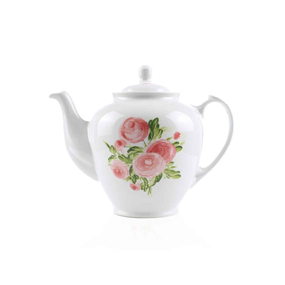 Price and Buy Porcelain Serving Teapot in White with Flower Design Elena