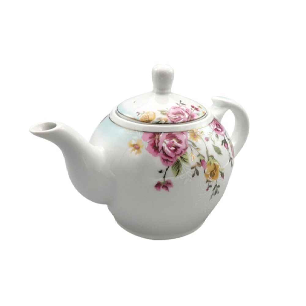 Price and Buy Porcelain Serving Teapot in White with Flower Design Kamelia