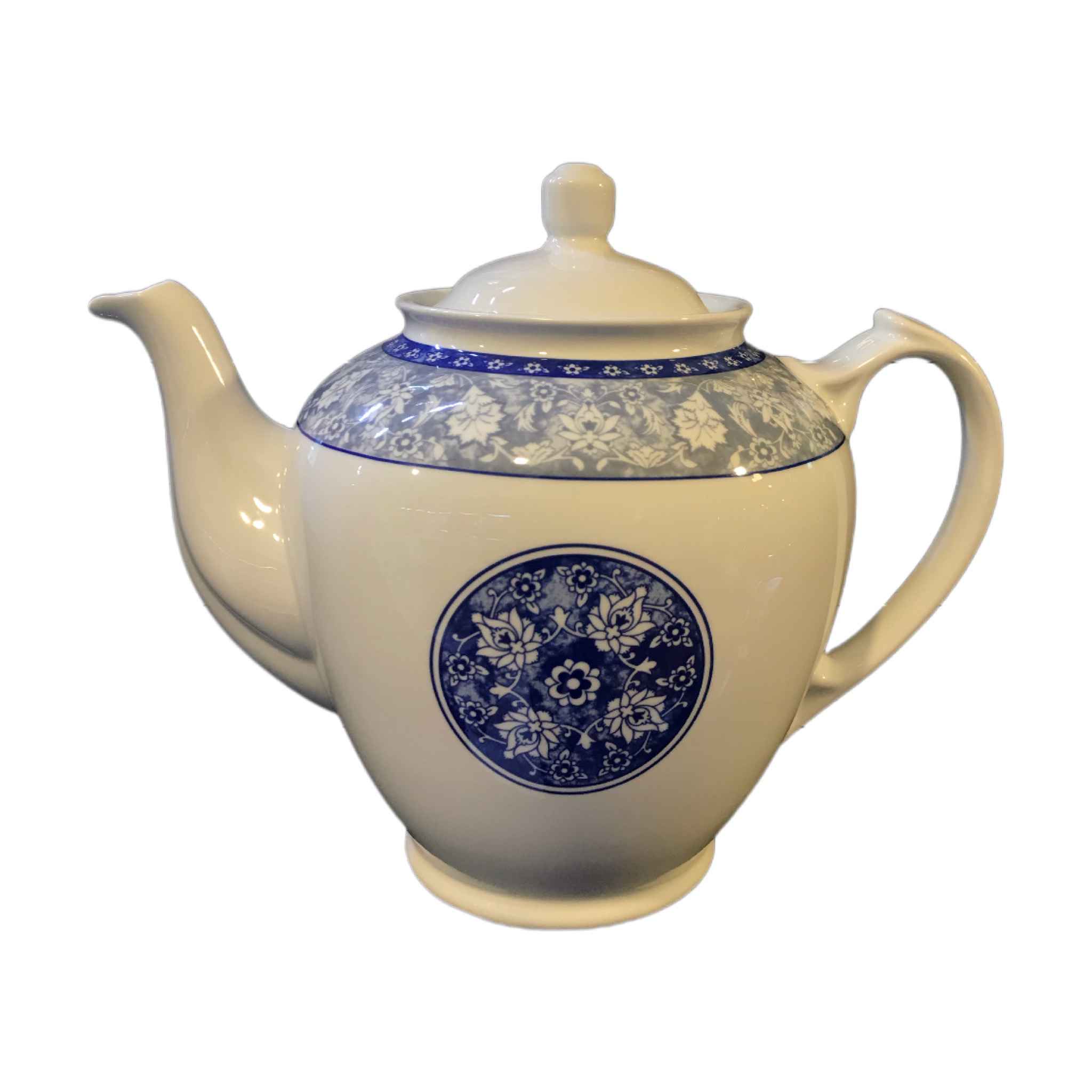 Price and Buy Porcelain Serving Teapot in White with Intricate Floral Motif Heiati