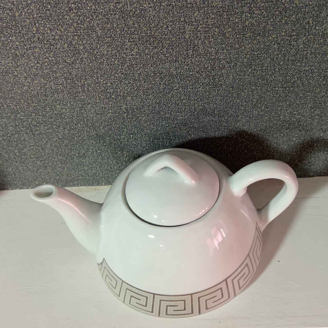 Price and Buy Porcelain Serving Teapot Silver Greek Key Design No1 - Image 6