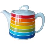 Price and Buy Porcelain Teapot with Rainbow Pattern – Perfect for Serving Tea & Herbal Infusions