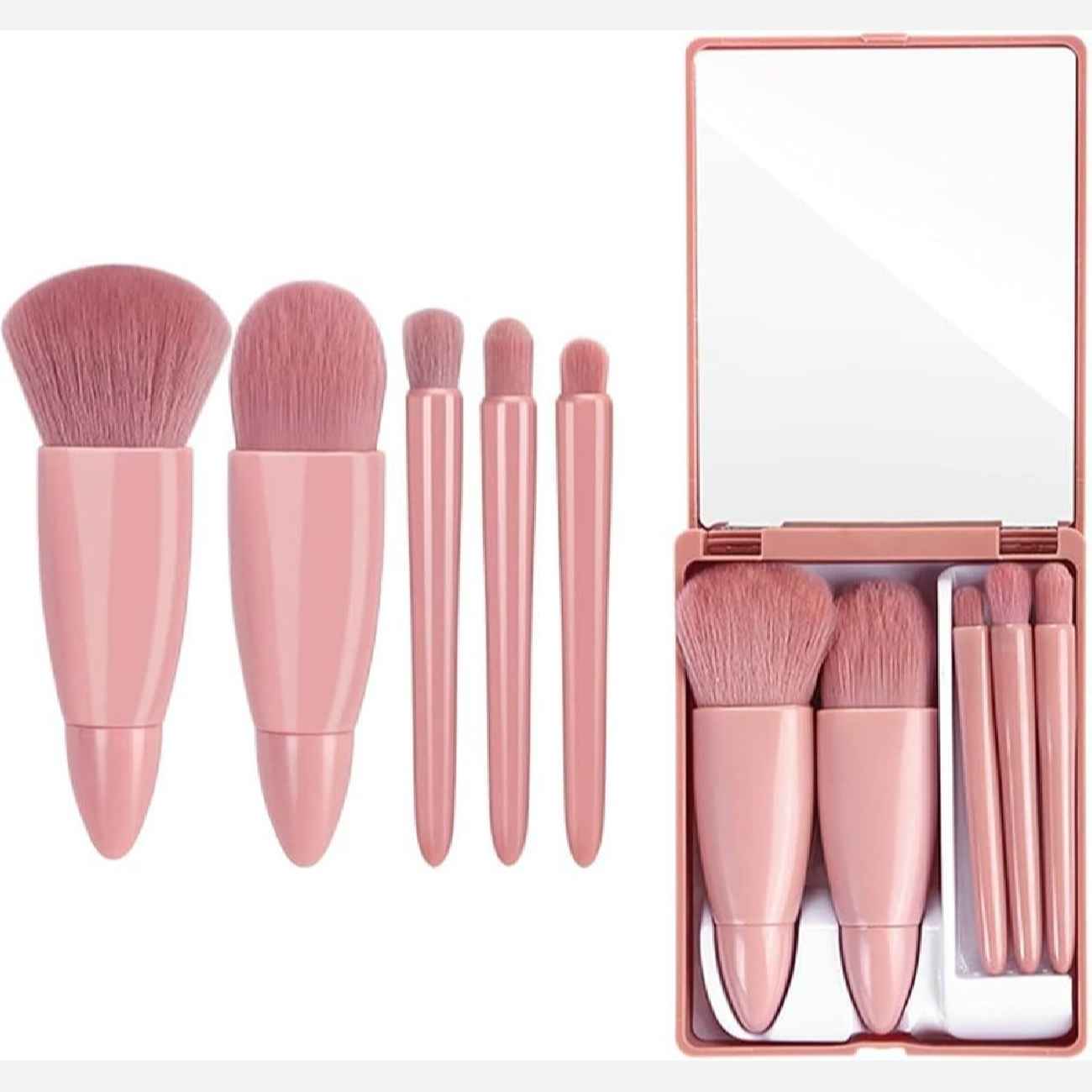 Price and Buy Portable Cosmetic Brush Set with Mirror – Perfect for Everyday and Travel