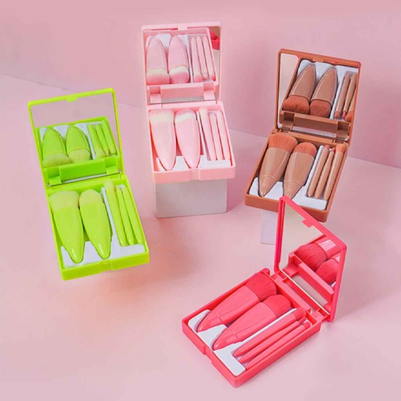 Price and Buy Portable Cosmetic Brush Set with Mirror – Perfect for Everyday and Travel - Image 3