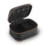 Price and Buy Portable Leather Jewelry Box with Compartments for Rings & Bracelets in Black - Image 4