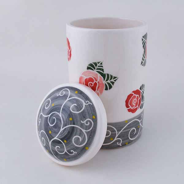 Price and Buy Pottery Canister Jar – Handcrafted with Rose Pattern - Image 3