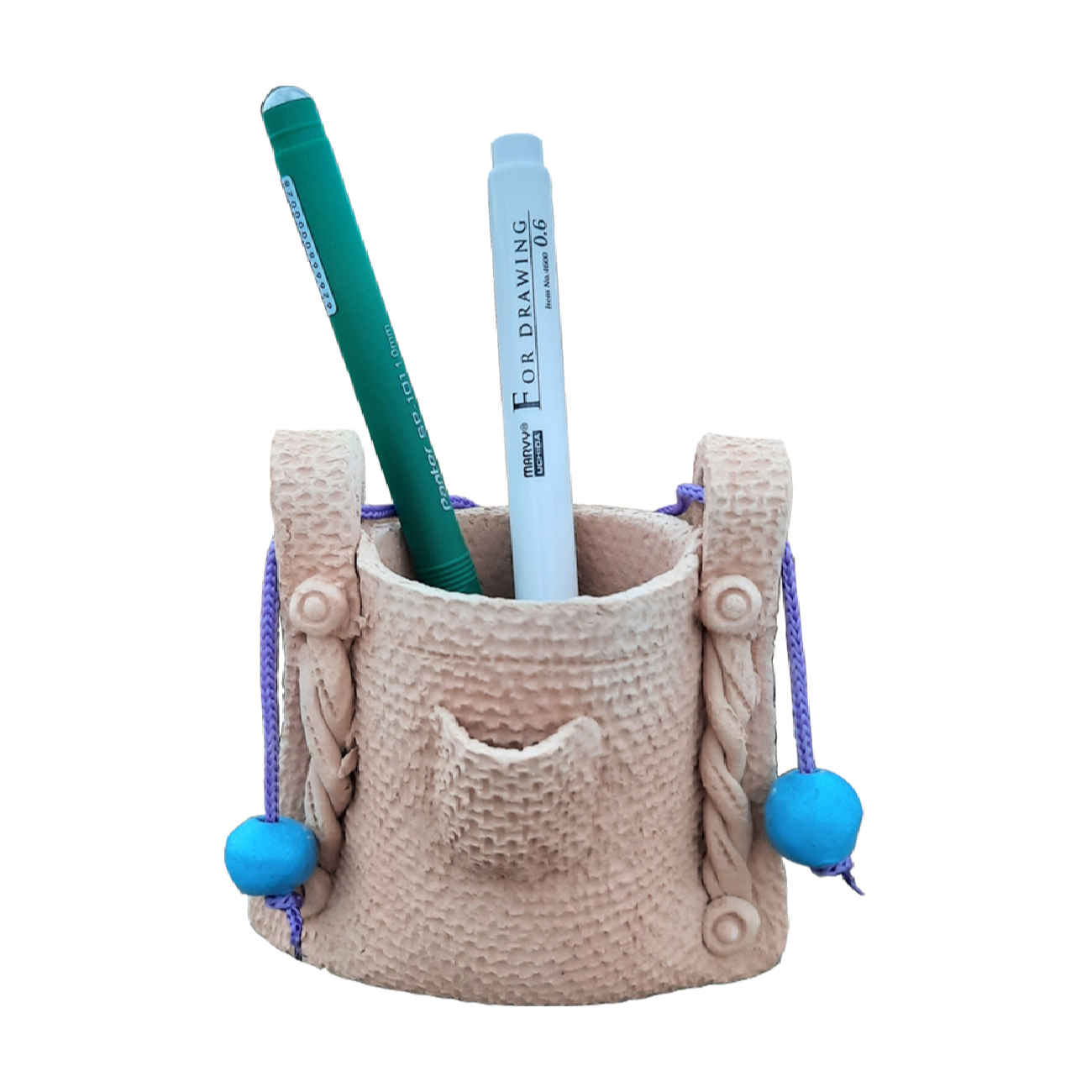 Price and Buy Pottery Makeup Brush Holder Handcrafted in Gunny Bag Design (x2) - Image 4