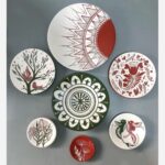 Price and Buy Pottery Wall Plates with Sun and Bird Design — Set of 7