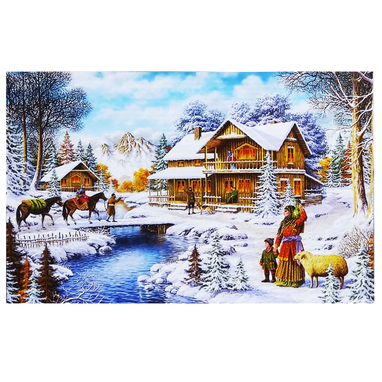 Price and Buy Premium 1000-Piece Jigsaw Puzzle, Winter Village Scene_6903199979509.jpeg Price and Buy Premium 1000-Piece Jigsaw Puzzle, Winter Village Scene - Image 1