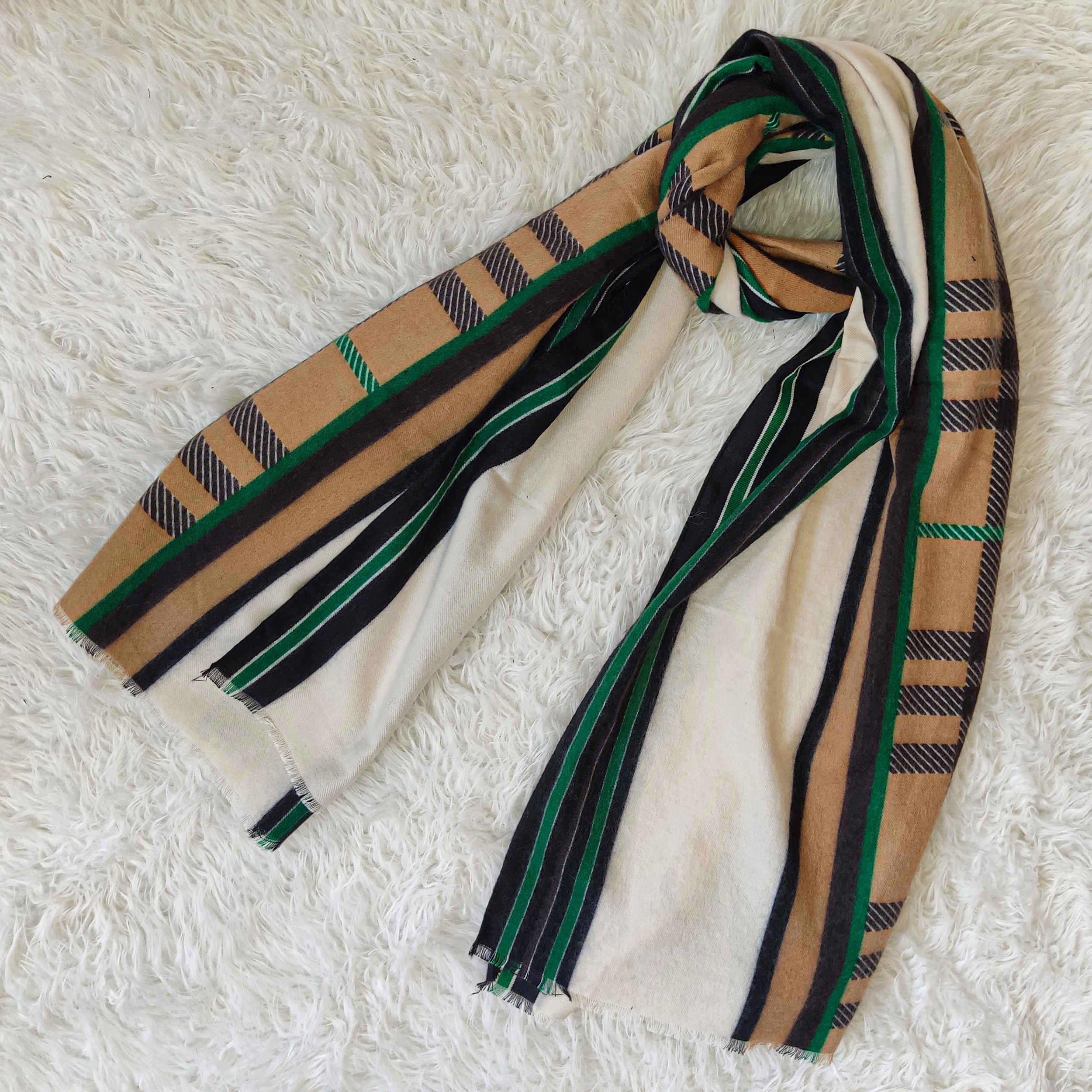 Price and Buy Printed Shawl for Women Artistic & Lightweight Tartan Design - Image 5