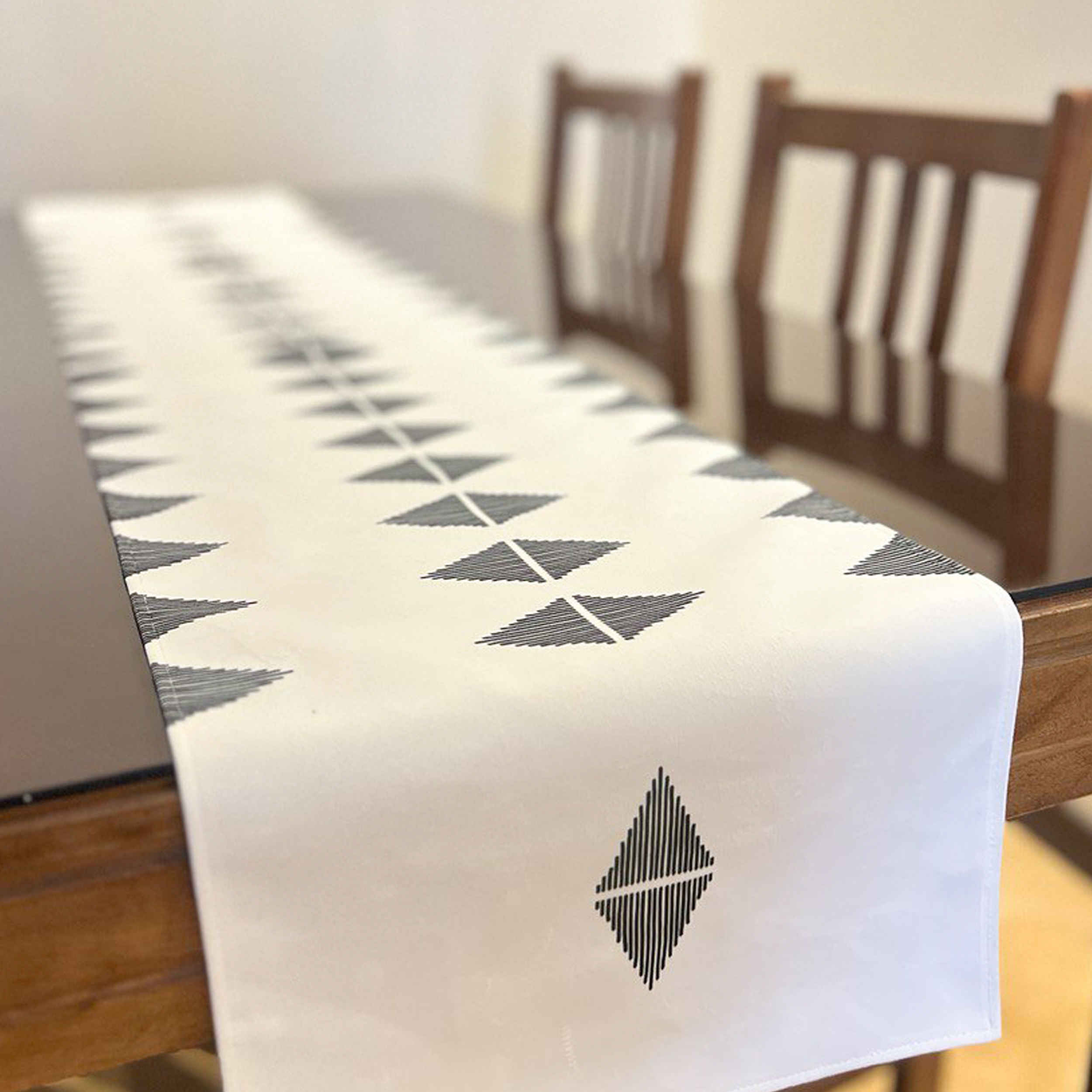 Price and Buy Printed Table Runner with Velvet Geometric Diamond Design - Image 3