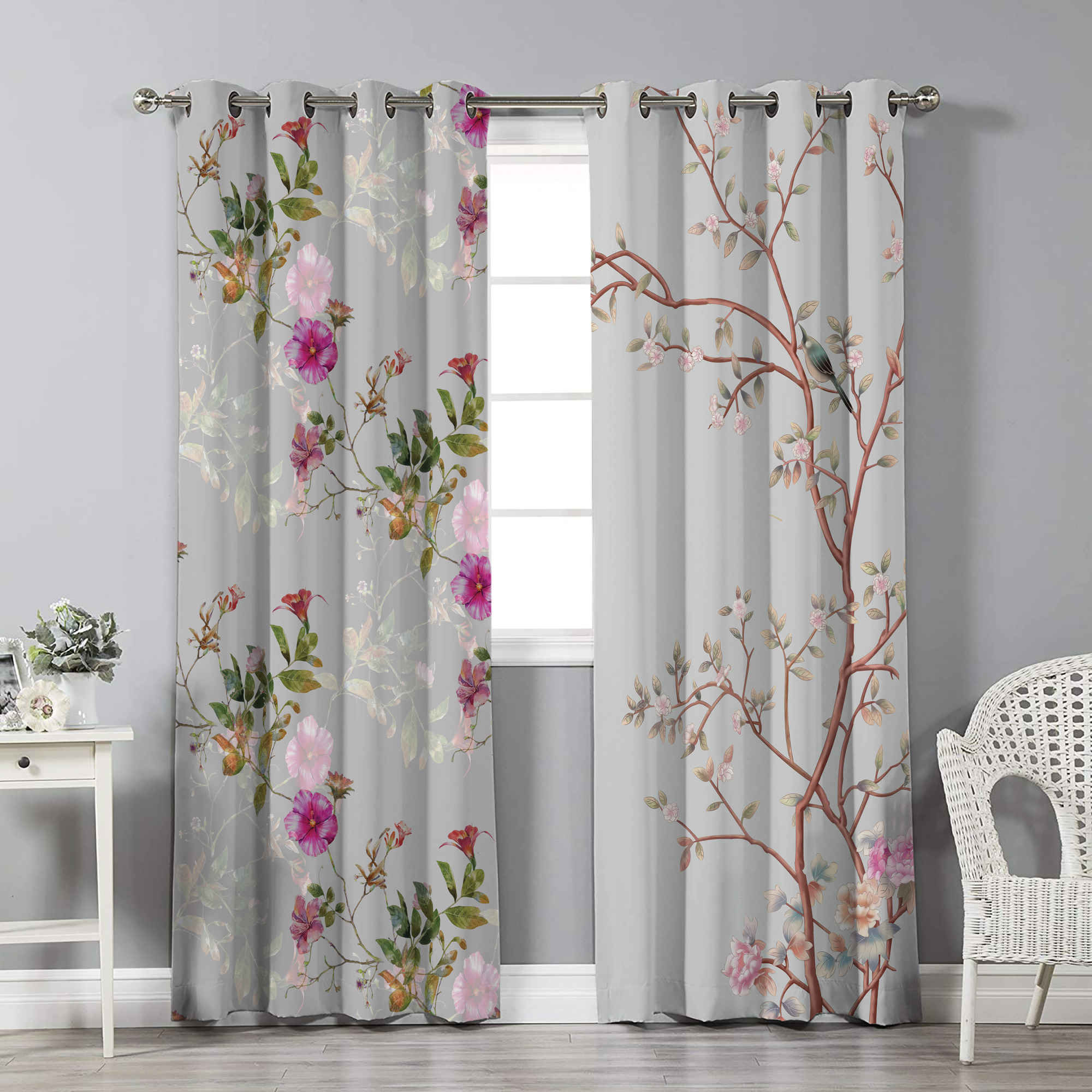 Price and Buy Printed Velvet Eyelet Curtain – Floral Hana (280×140 cm)