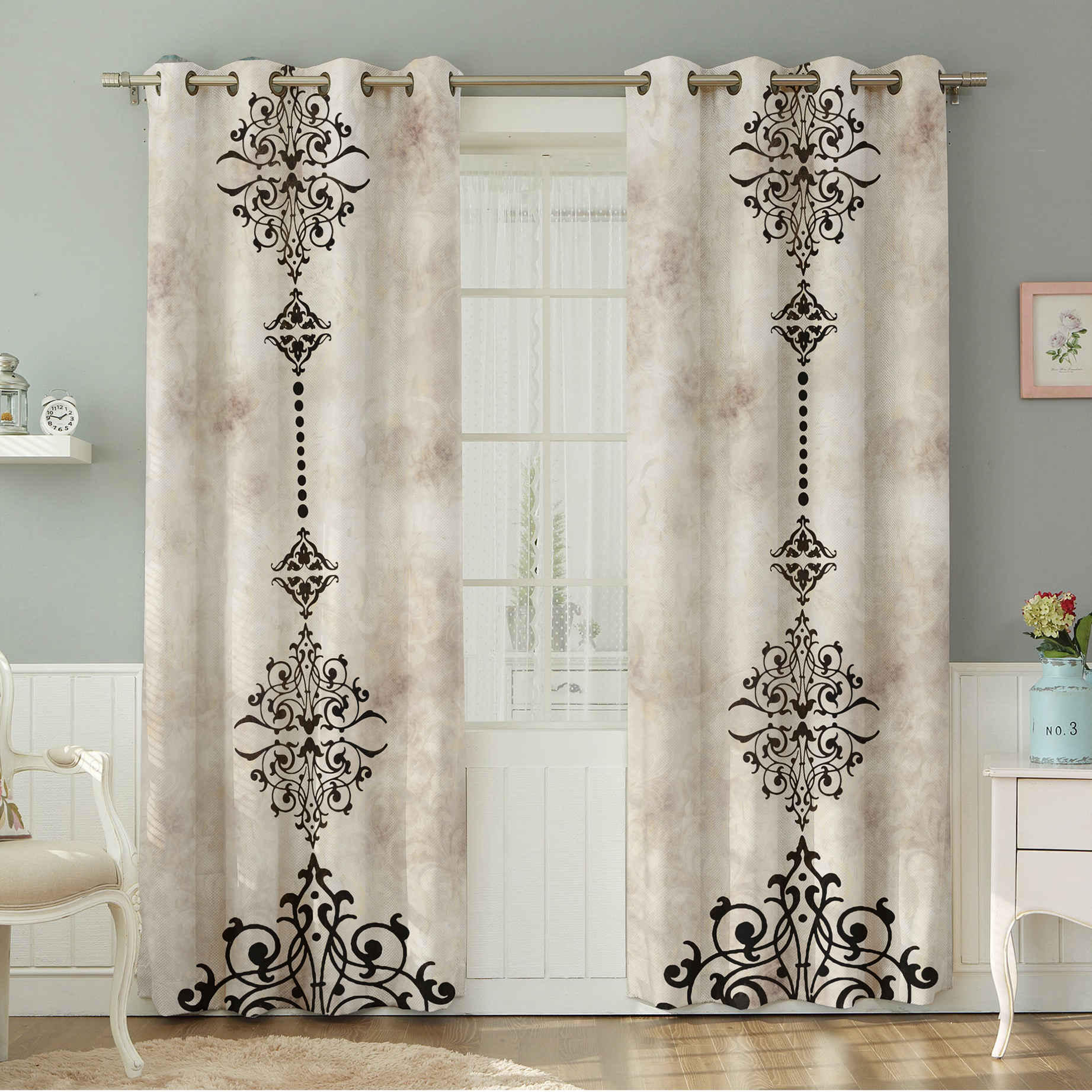 Price and Buy Printed Velvet Eyelet Curtain – Floral Helma