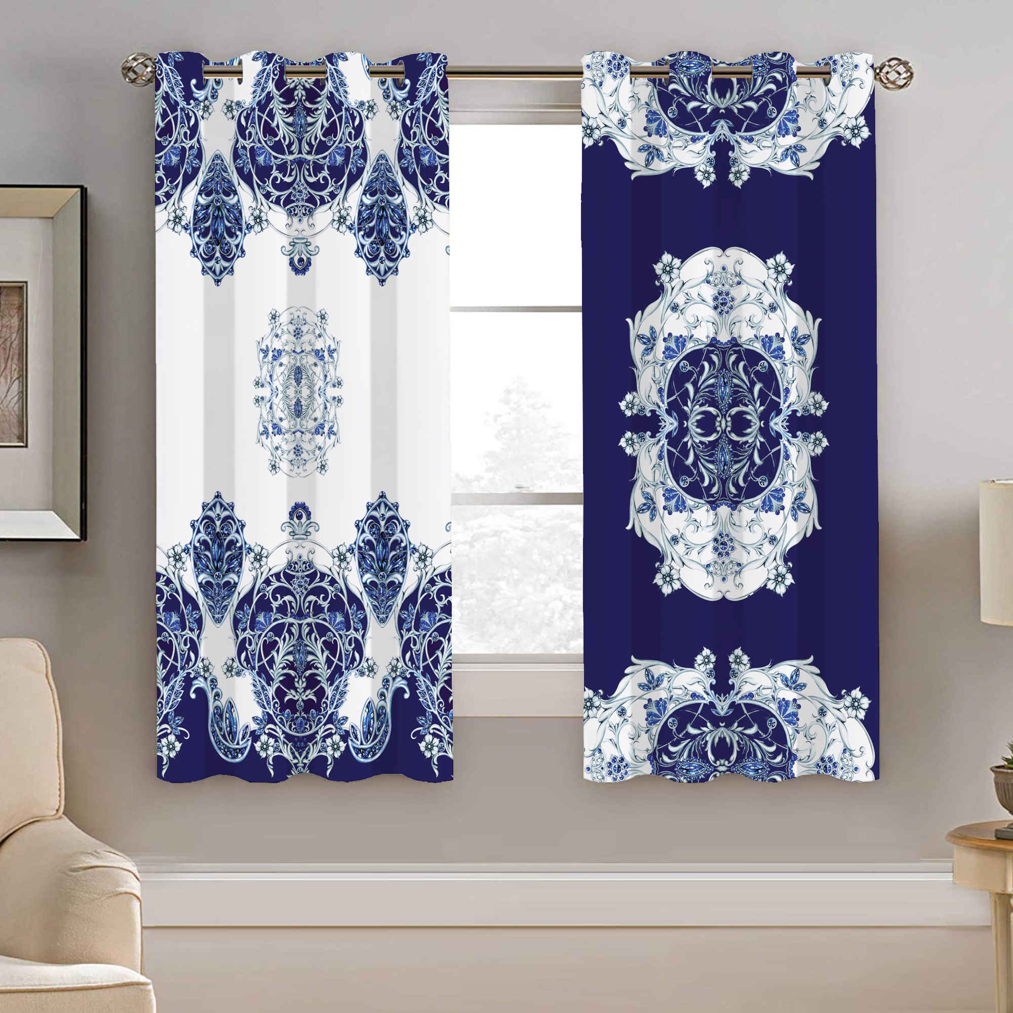 Price and Buy Printed Velvet Eyelet Curtain – Floral Nasrin