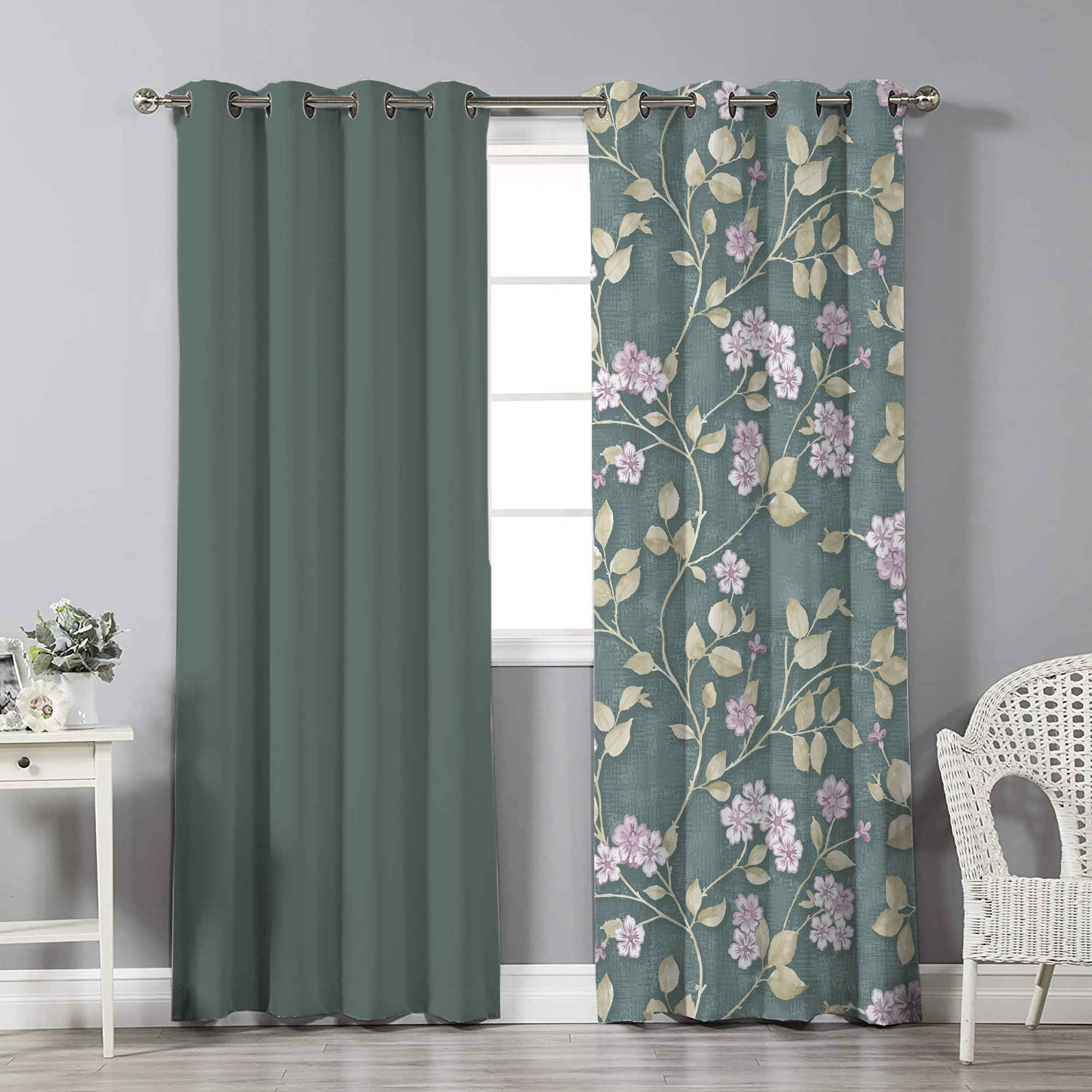 Price and Buy Printed Velvet Eyelet Curtain – Floral Nirvana (280×140 cm)