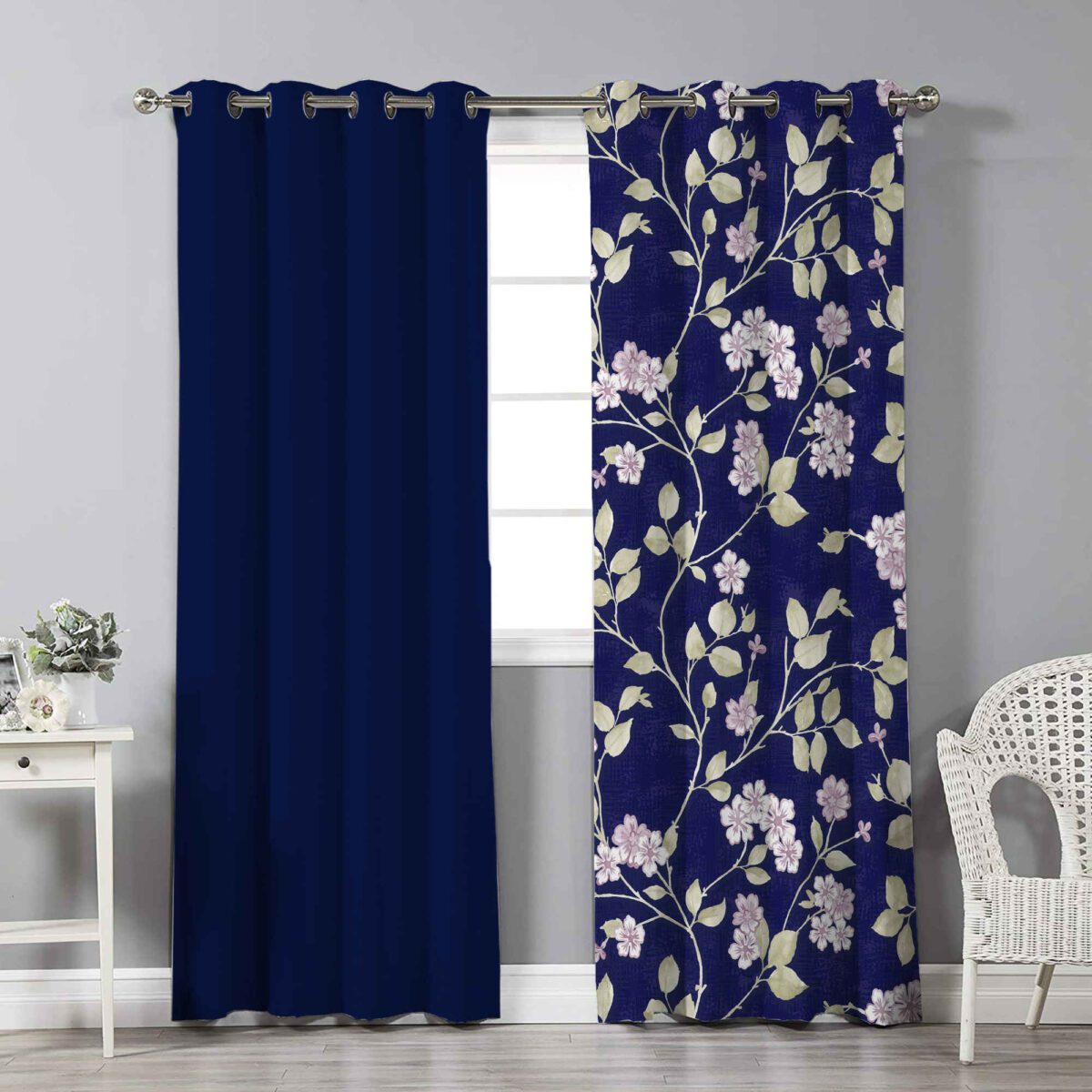 Price and Buy Printed Velvet Eyelet Curtain – Floral Nirvana (280×140 cm) - Image 3
