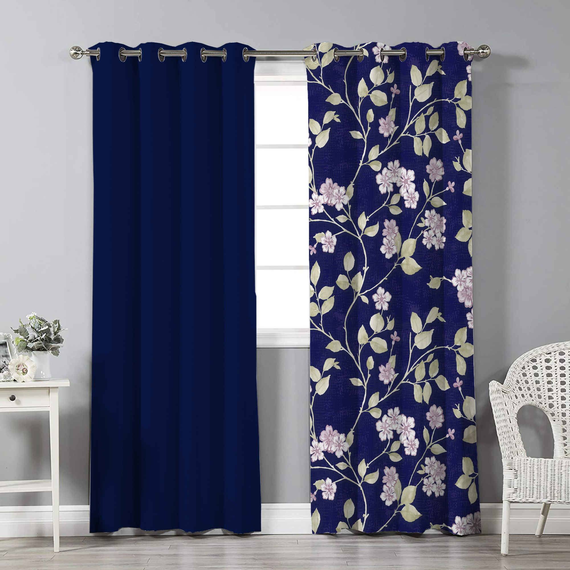 Price and Buy Printed Velvet Eyelet Curtain – Floral Nirvana (280×140 cm) - Image 3