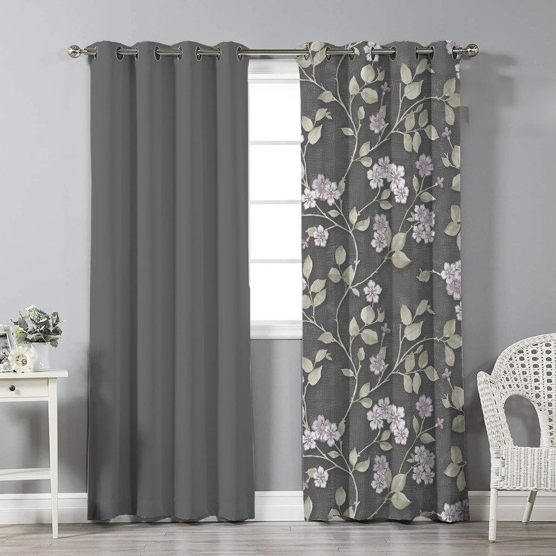 Price and Buy Printed Velvet Eyelet Curtain – Floral Nirvana (280×140 cm) - Image 6