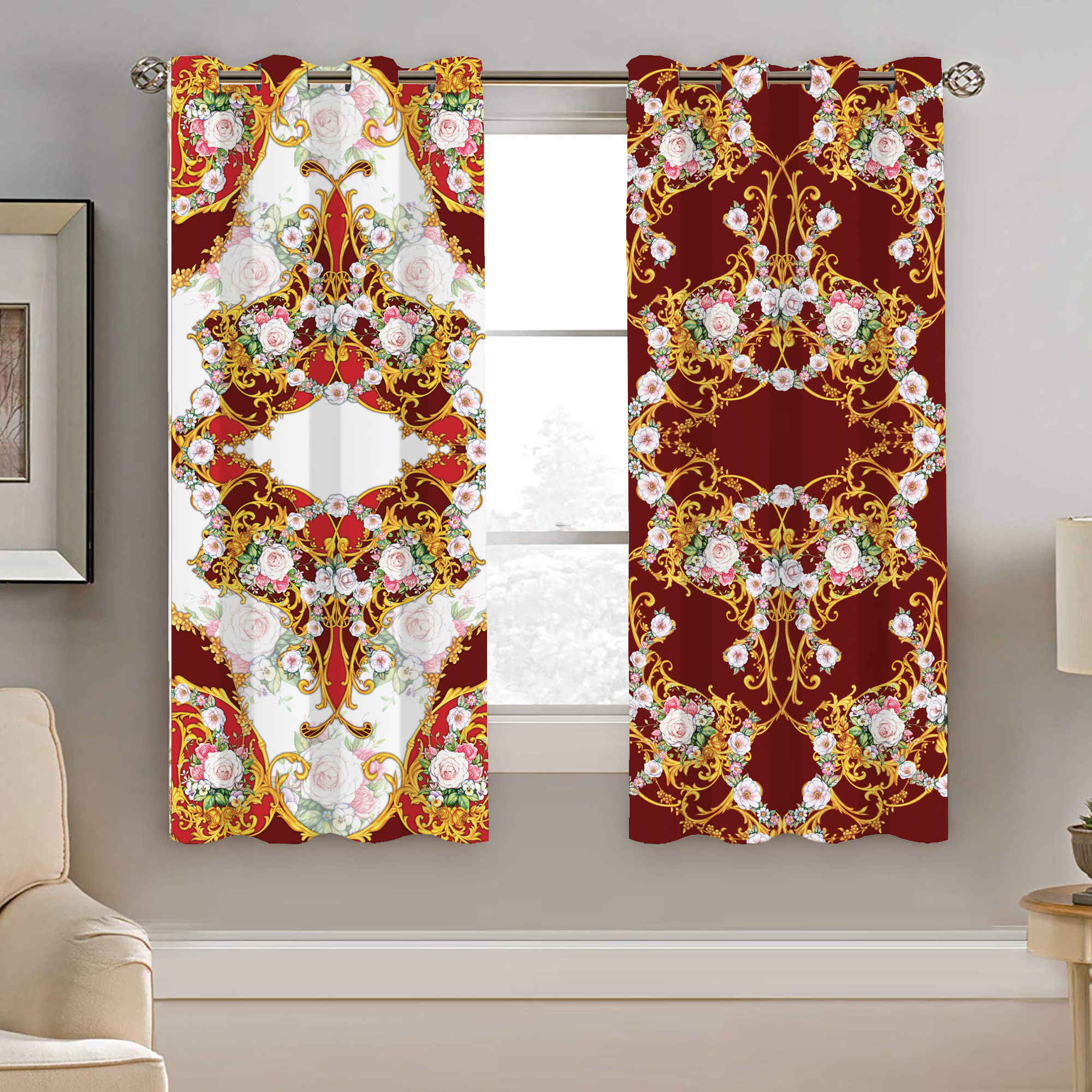Price and Buy Printed Velvet Eyelet Curtain – Floral Nirvana