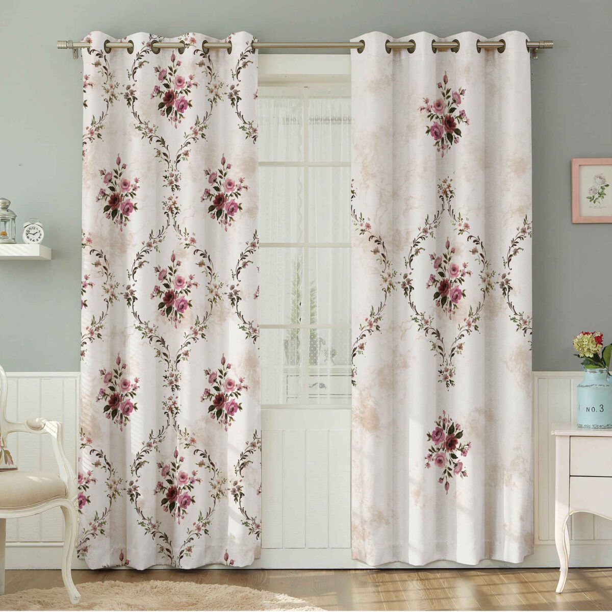 Price and Buy Printed Velvet Eyelet Curtain – Floral Rosaline