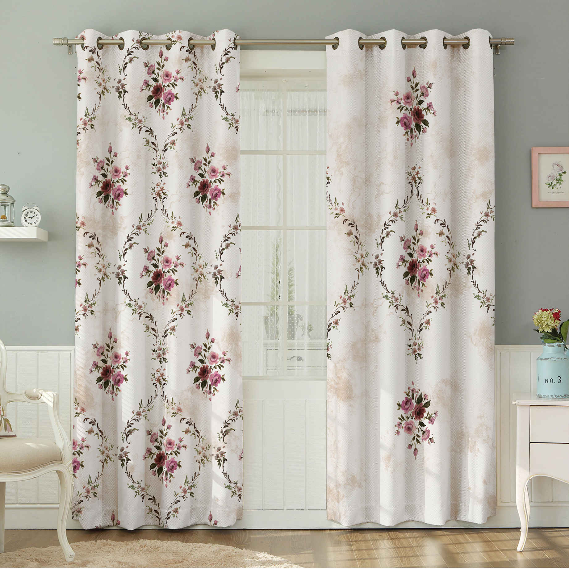 Price and Buy Printed Velvet Eyelet Curtain – Floral Rosaline