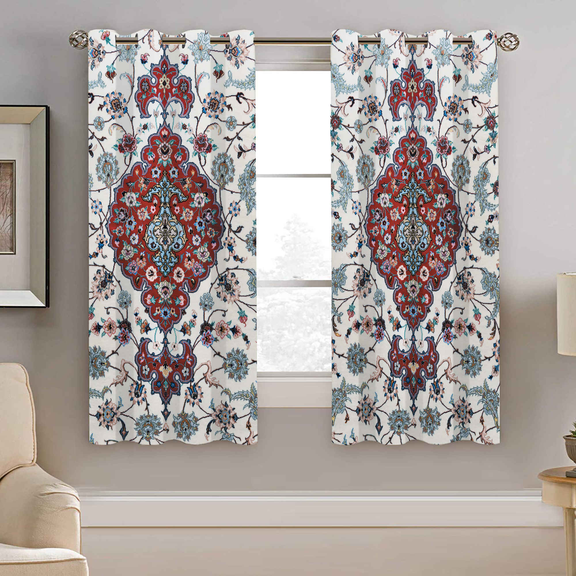 Price and Buy Printed Velvet Eyelet Curtain – Floral Saina