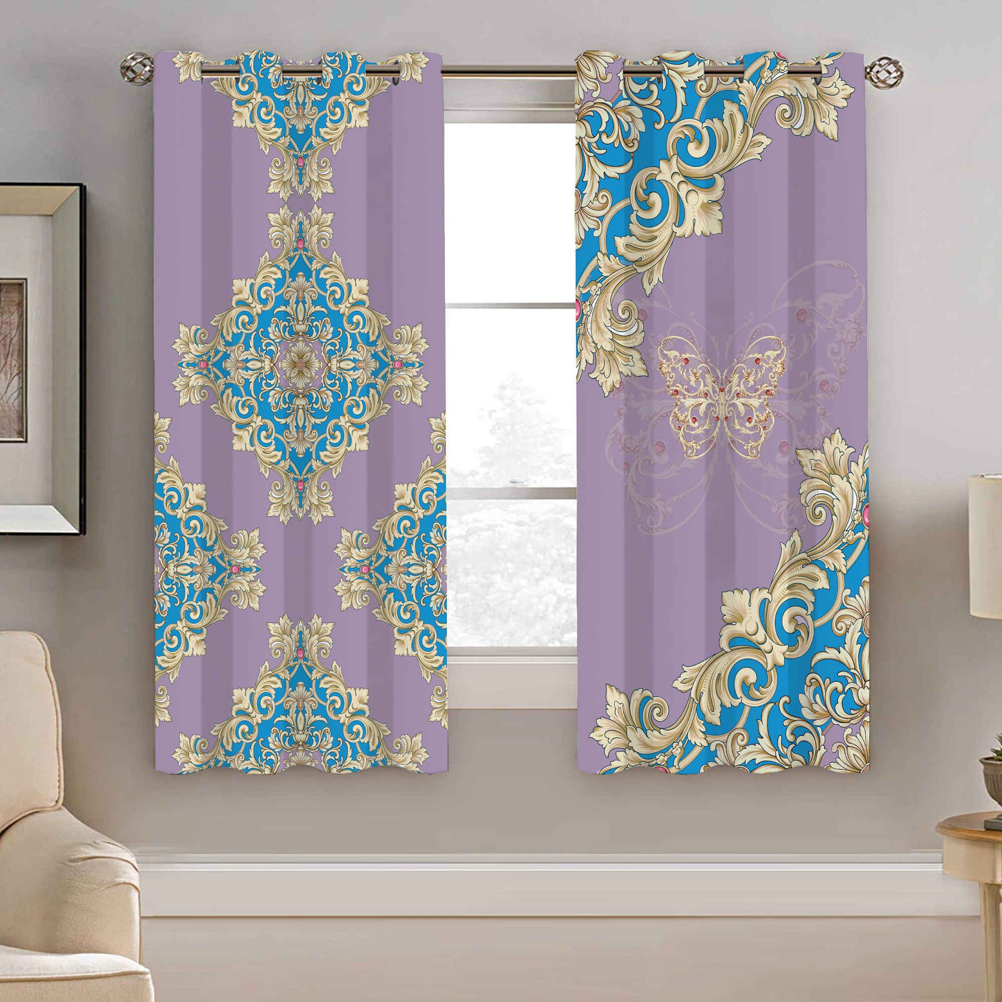 Price and Buy Printed Velvet Eyelet Curtain – Floral Shima