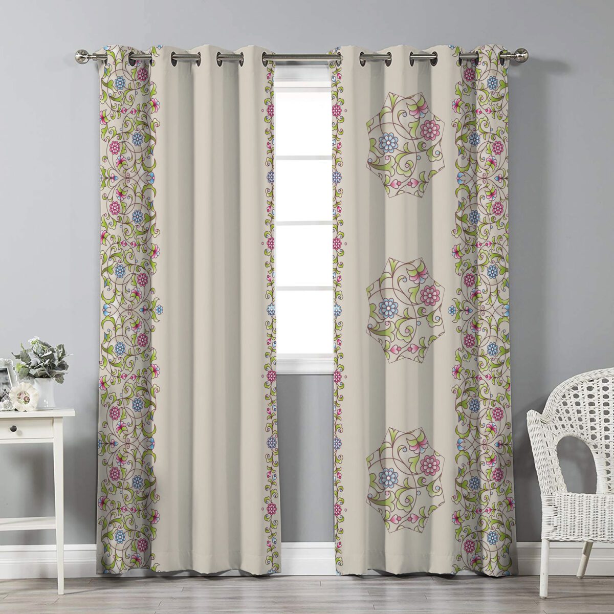 Price and Buy Printed Velvet Eyelet Curtain – Floral Simin (280×140 cm)