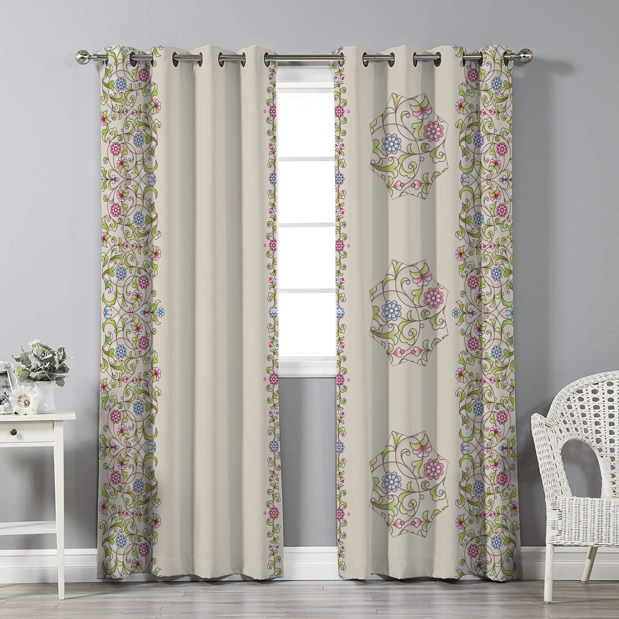 Price and Buy Printed Velvet Eyelet Curtain – Floral Simin (280×140 cm)