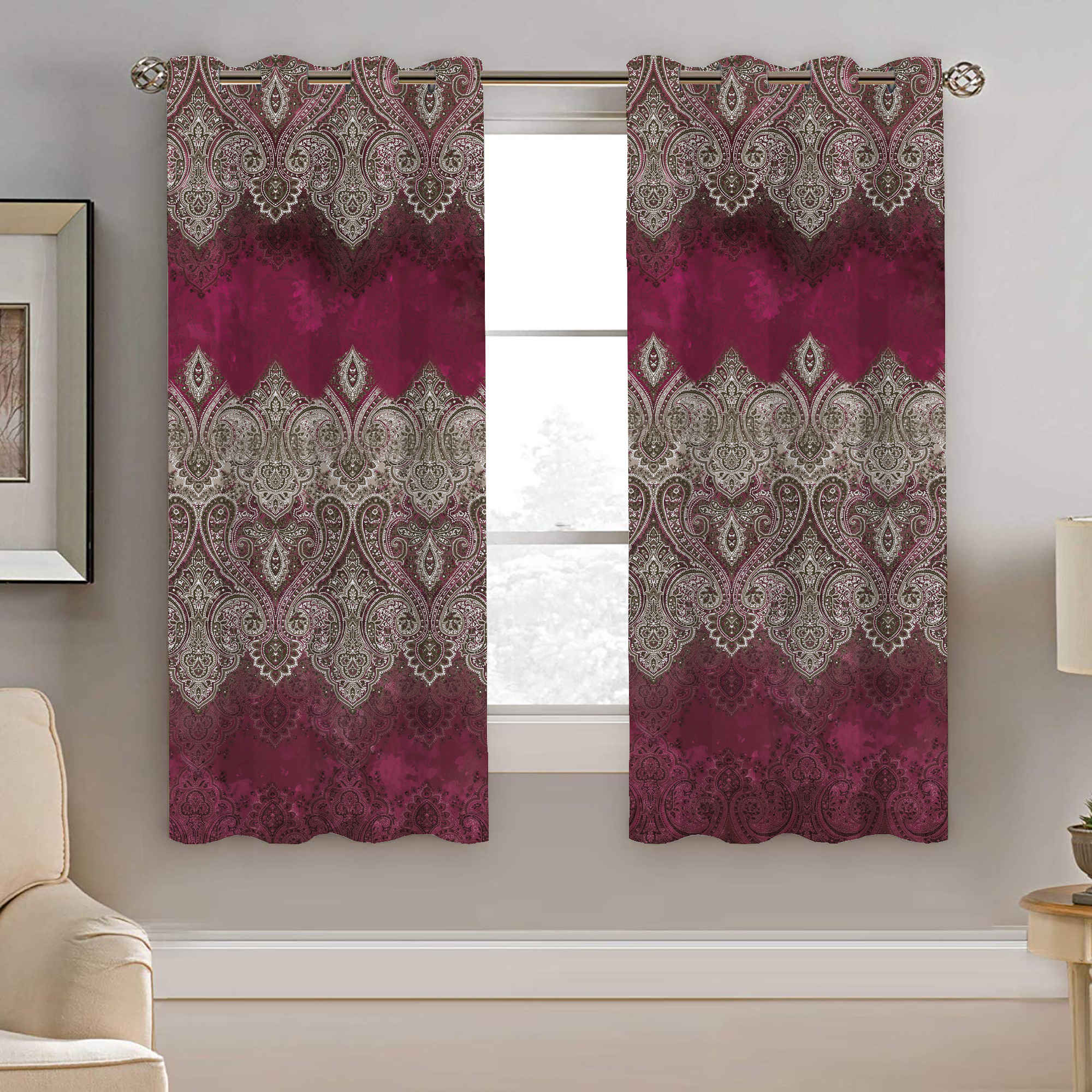 Price and Buy Printed Velvet Eyelet Curtain – Floral Traditional