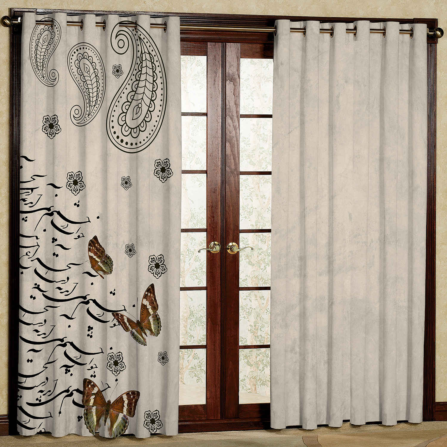 Price and Buy Printed Velvet Persian Eyelet Curtain – Calligraphy Mahsan